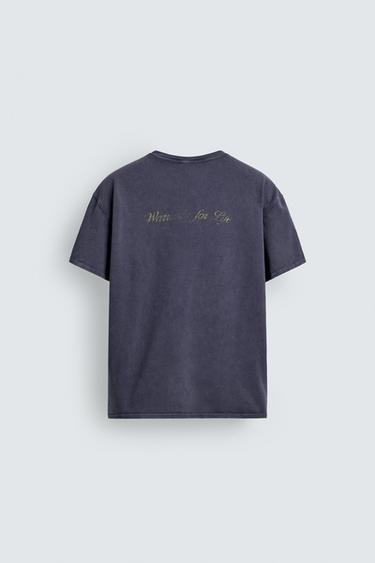 T-SHIRT IMPRIMÉS DÉLAVÉS - Bleu encre de Zara - Image 7