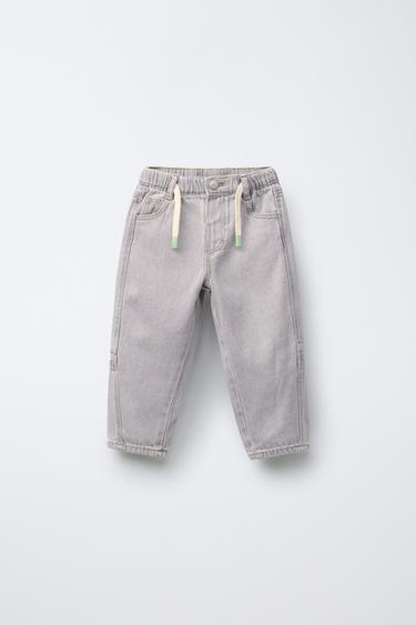 JEANS BAGGY CORDÓN - Gris de Zara