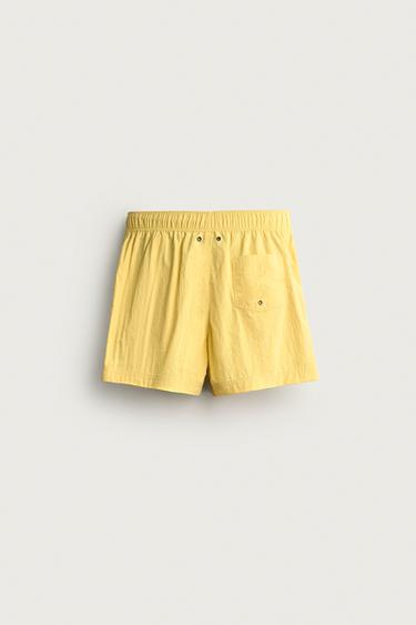 TEXTURED MID-LENGTH SWIM SHORTS — Yellow 2