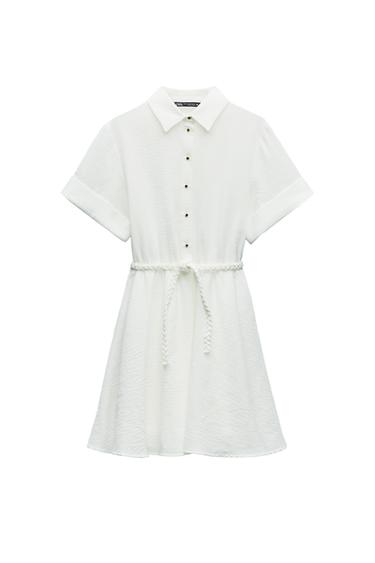 SHIRT DRESS WITH BRAIDED BELT