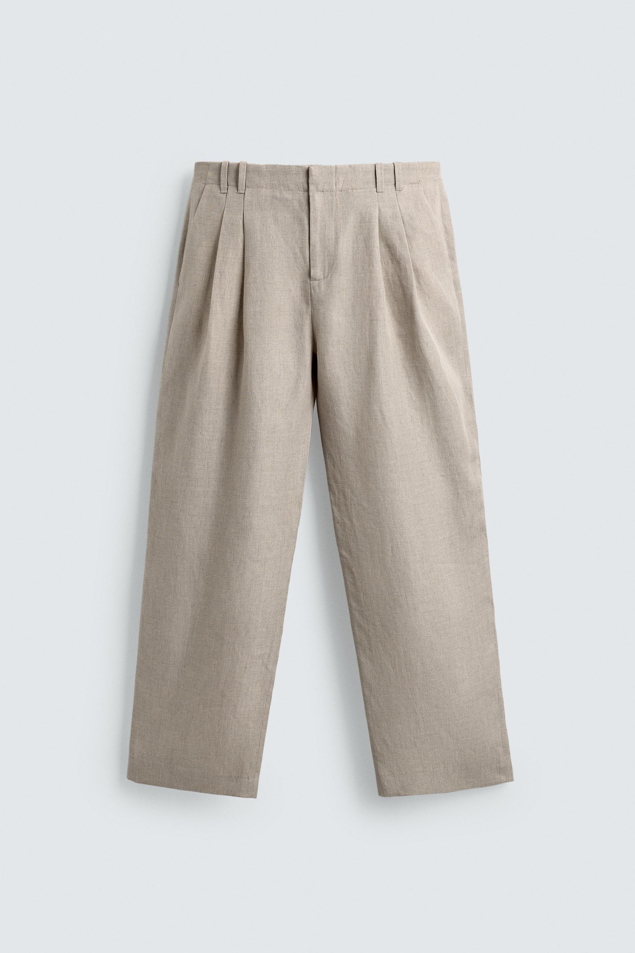 COTTON - LINEN PLEATED PANTS