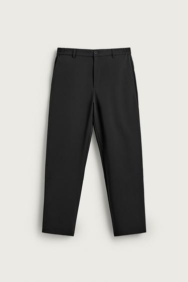 Zara COMFORT REGULAR FIT PANTS - Black