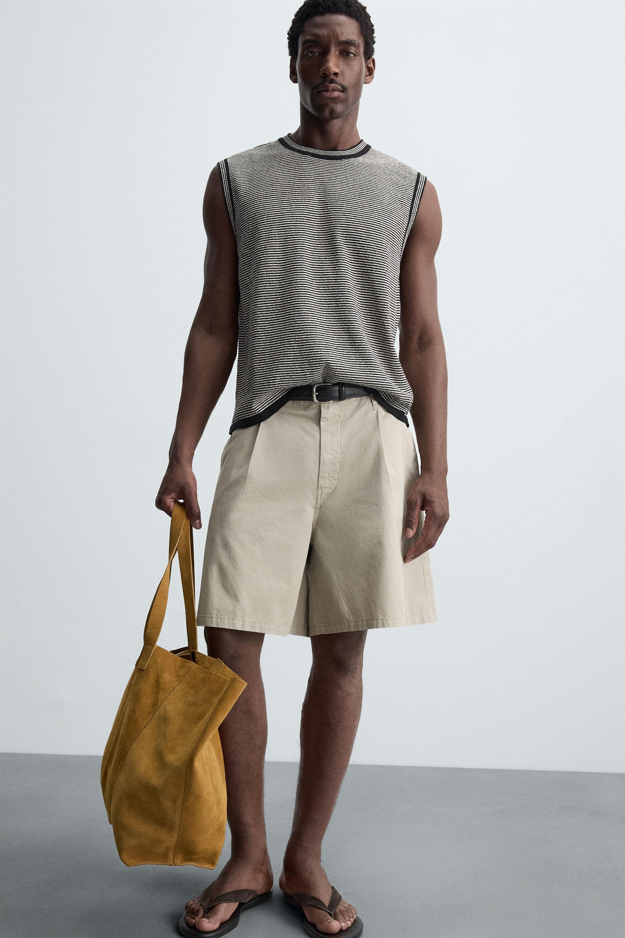 ［ZARA］ストライプ柄ジャカードニットタンクトップ（限定版） ZARA］ストライプ柄ジャカードニットタンクトップ（限定版