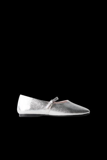 METALLIC BALLERINAS - Silver by Zara - Image 0