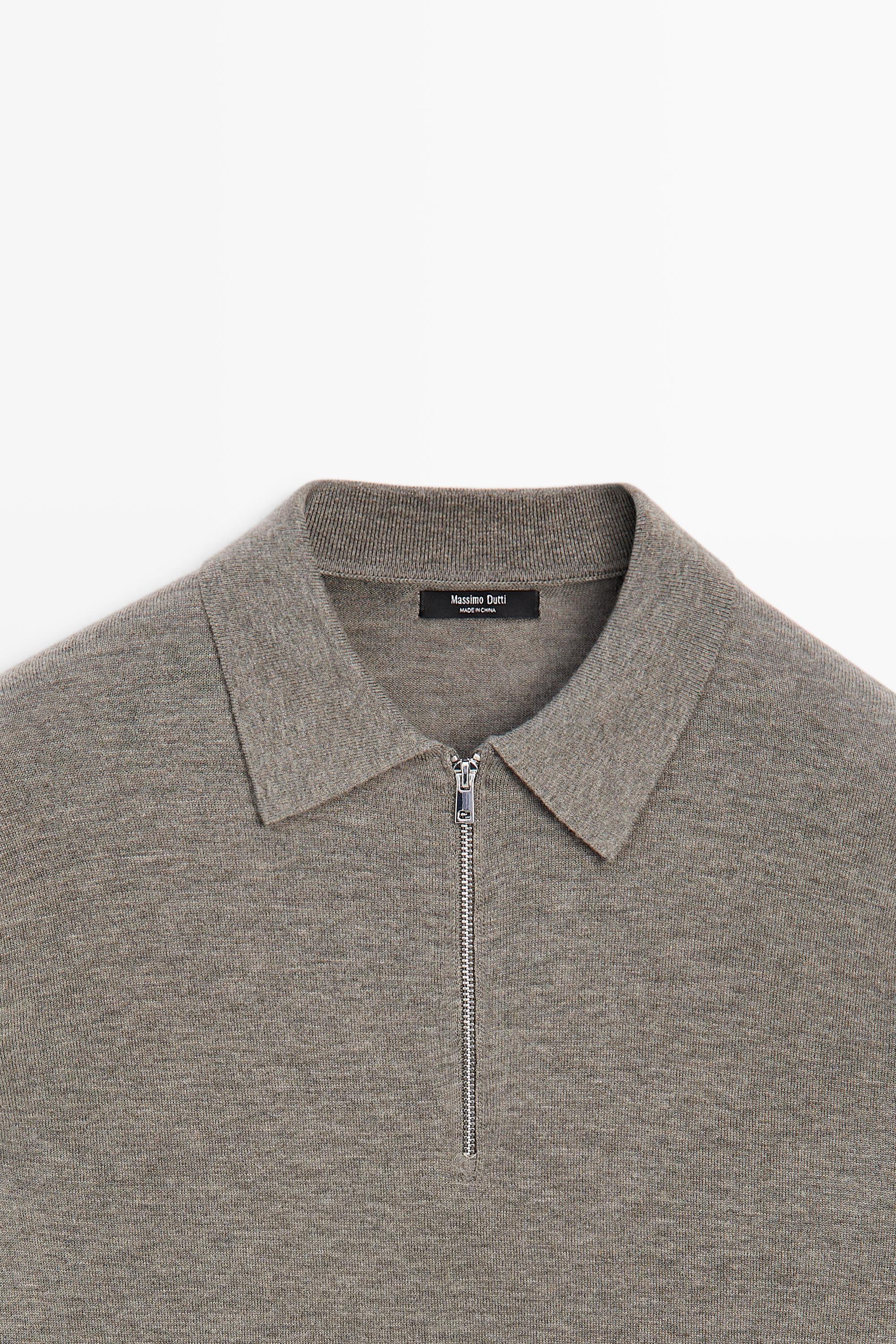 Pull en maille à col zippé et laine