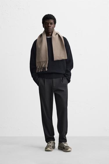 CALÇA RELAXED FIT COM PREGAS - Azul-marinho da Zara - Imagem 0