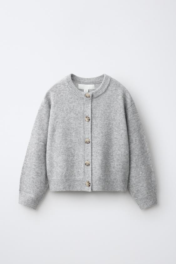 JAQUETA DE PUNT LLIS - Gris clar de Zara - Imatge 0