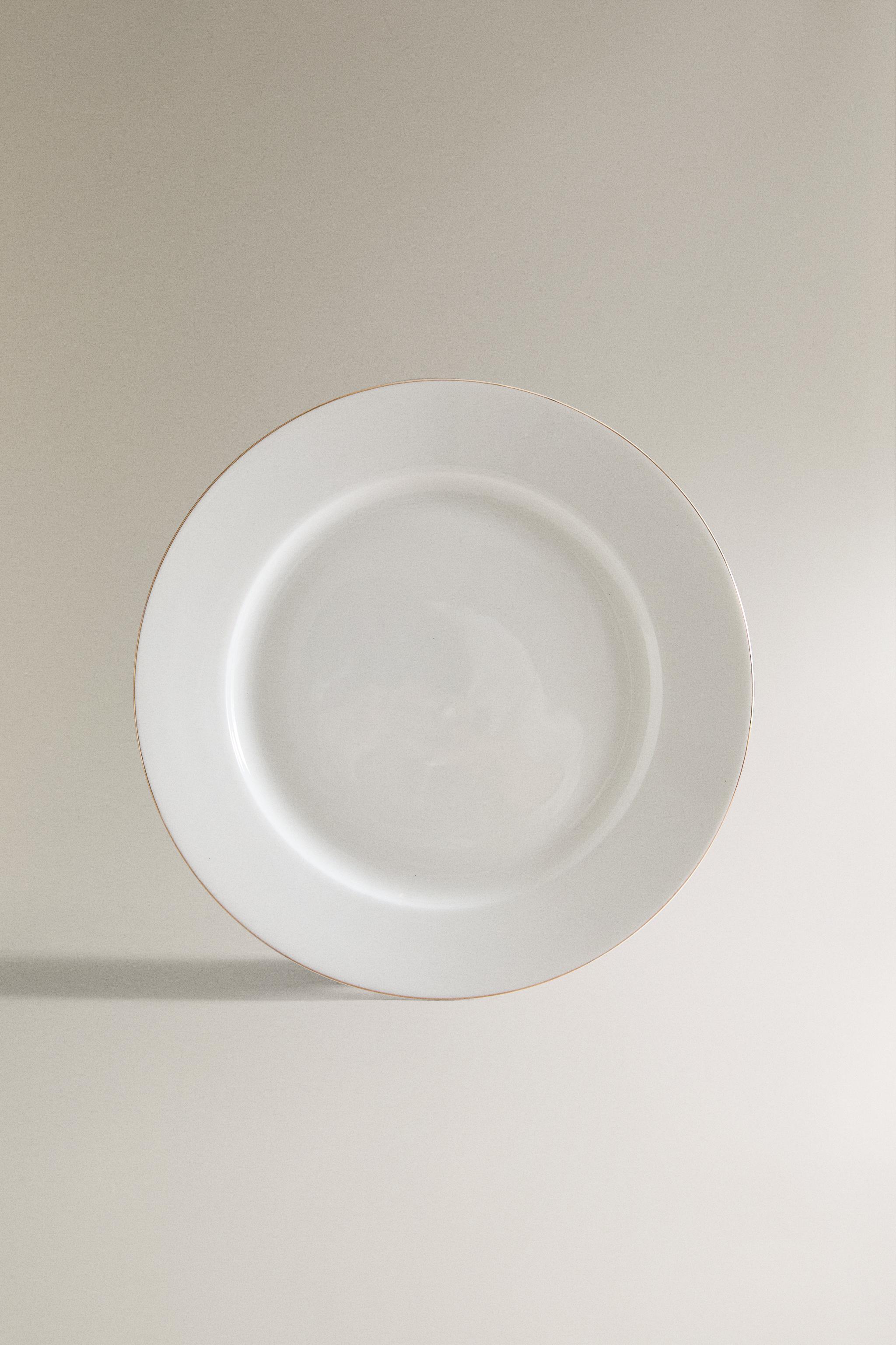 RIMMED BONE CHINA DINNER PLATE — Gold