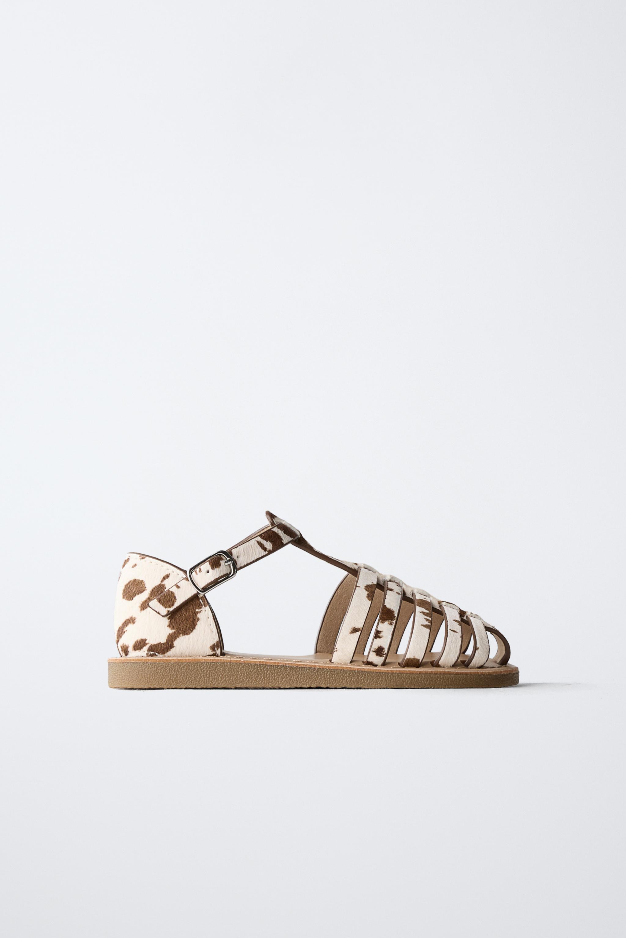 ANIMAL PRINT FISHERMAN SANDALS — Off White