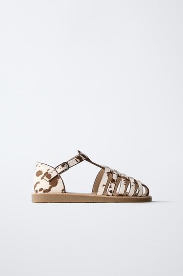 ANIMAL PRINT CAGE SANDALS - Ecru White by Zara