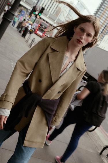 TRENCH EFFET DAIM - Marron clair de Zara - Image 4