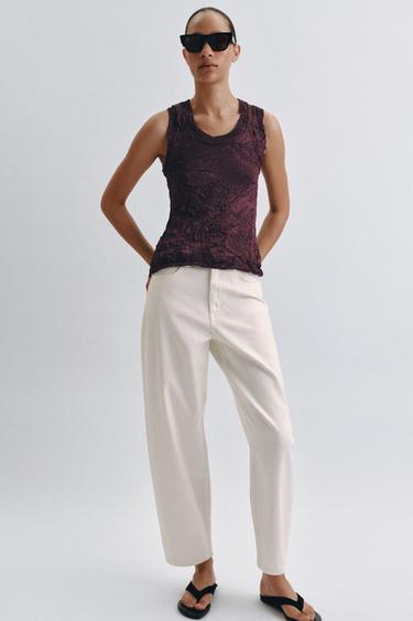 ТОП ИЗ ЖАТОГО ТРИКОТАЖА — БАКЛАЖАНОВЫЙ от Zara