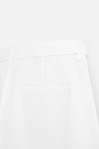 LYOCELL - COTTON TROUSERS WITH BELT - White by Zara - Image 9