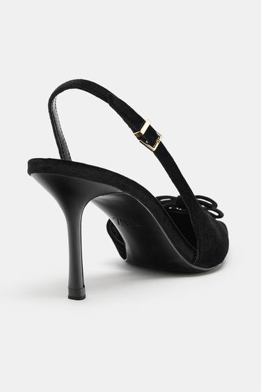 VELVET-EFFECT BOW HEELS - Black by Zara - Image 5