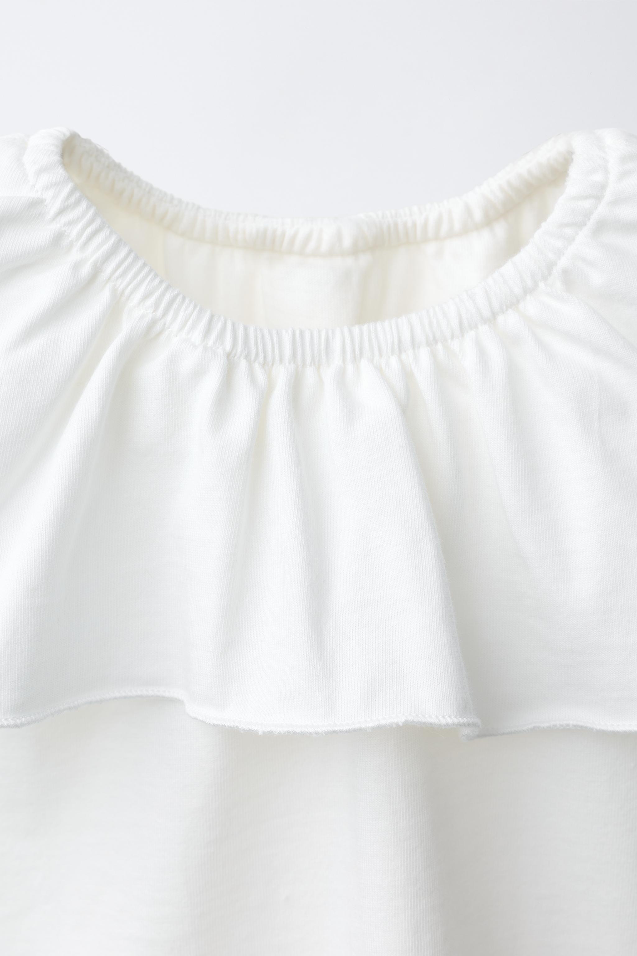 フリルトリムTシャツ - ホワイト | ZARA Japan / 日本