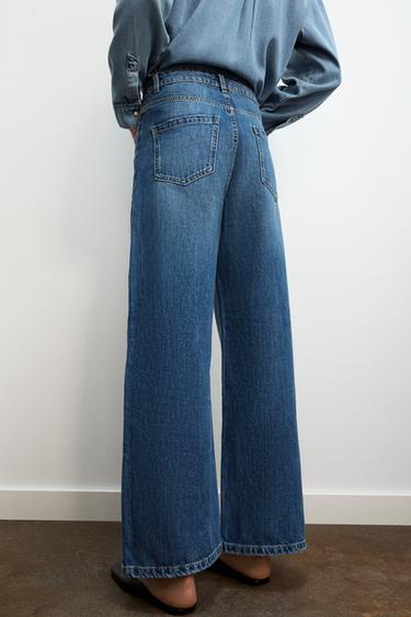 JEANS ZW COLLECTION PERNA LARGA CINTURA ALTA - Azul da Zara