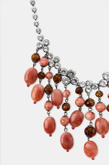 JEWEL AND STONE CASCADE NECKLACE - Pink by Zara - Image 2