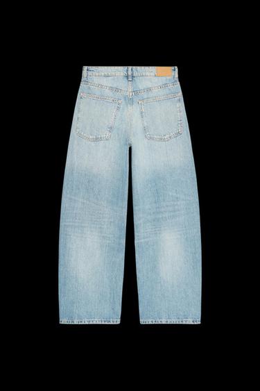 Zara TRF MID-RISE BAGGY BALLOON JEANS - Light blue