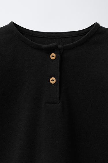 HENLEY T-SHIRT AND PLAIN TROUSERS SET - Black by Zara - Image 2