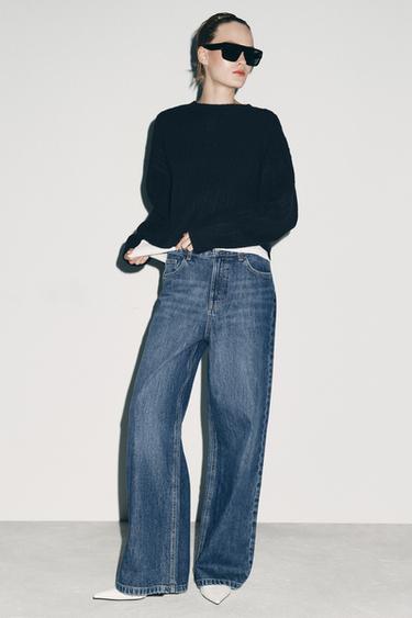 Zara ZW COLLECTION WIDE LEG SEAM JEANS - Navy blue