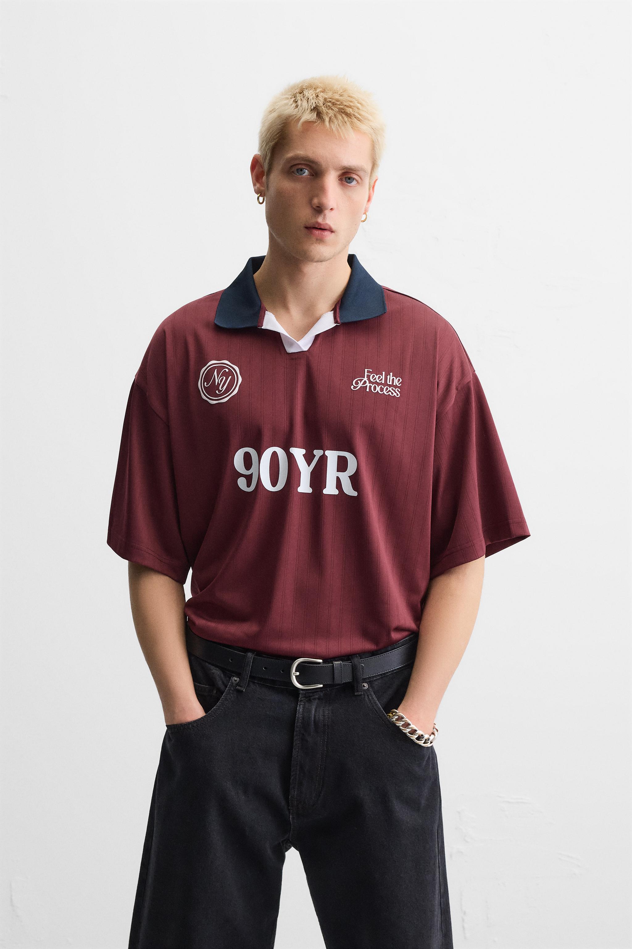 レトロサッカーテクニカルポロシャツ - エンジ | ZARA Japan / 日本