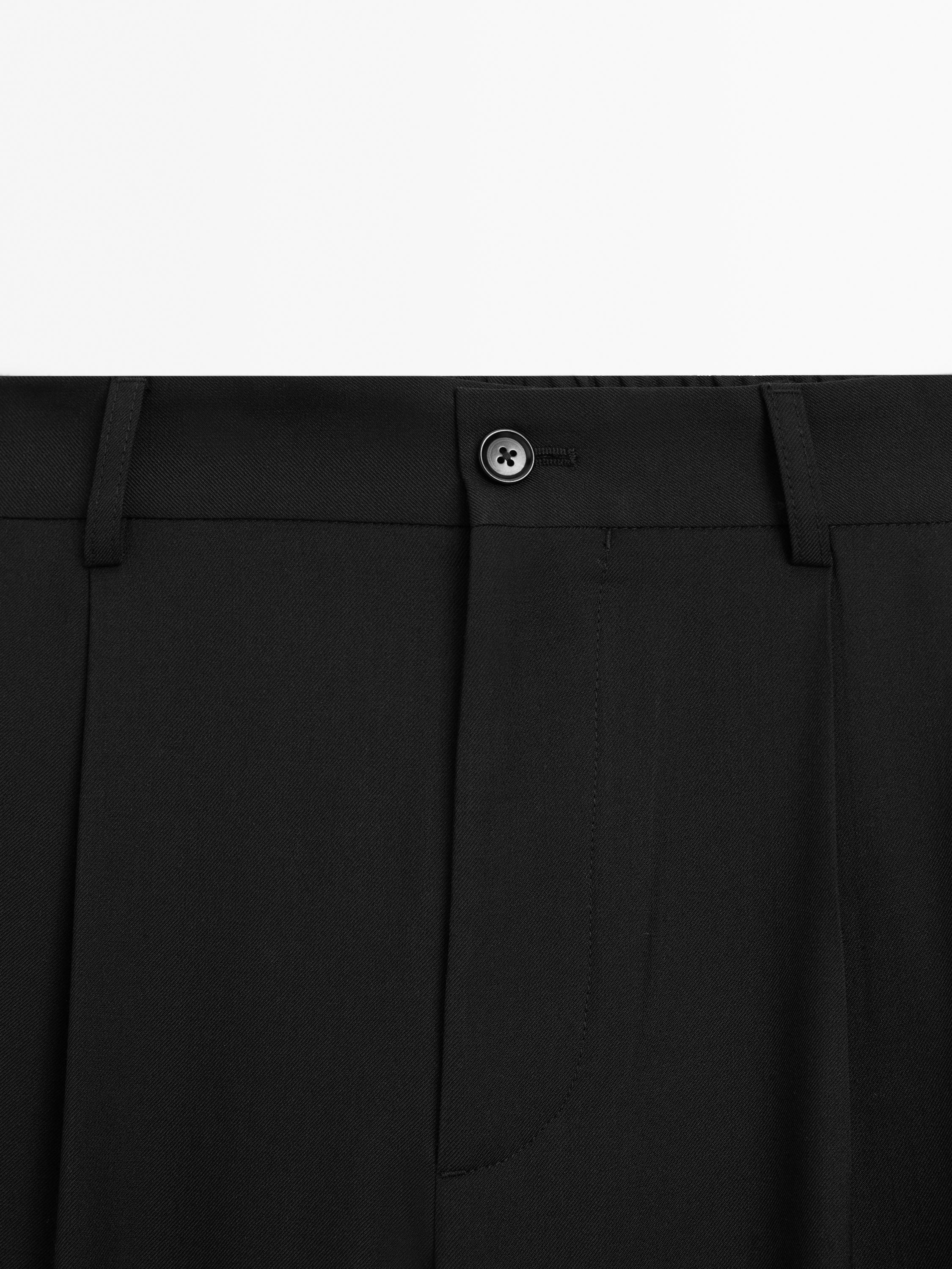 Relaxed fit cool wool blend trousers