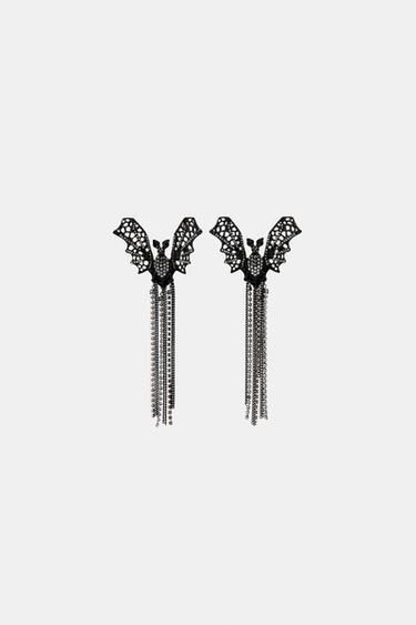 PENDIENTES MURCIÉLAGOS BRILLOS - Negro de Zara - Imagen 0