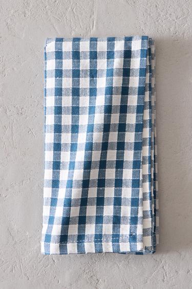 Zara GINGHAM COTTON NAPKINS (SET OF 2) - Blue