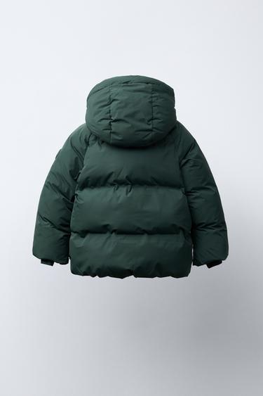 WATER-REPELLENT QUILTED COAT WITH HOODIE - Green by Zara - Image 5