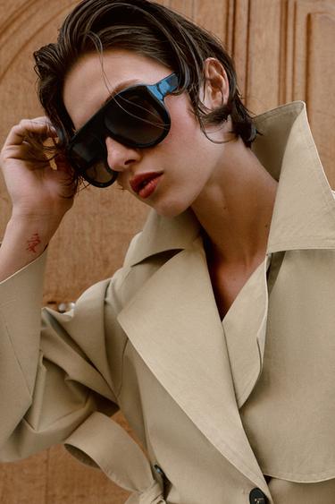 TRENCH COURT CEINTURÉ À ÉPAULETTES - Camel clair de Zara - Image 9