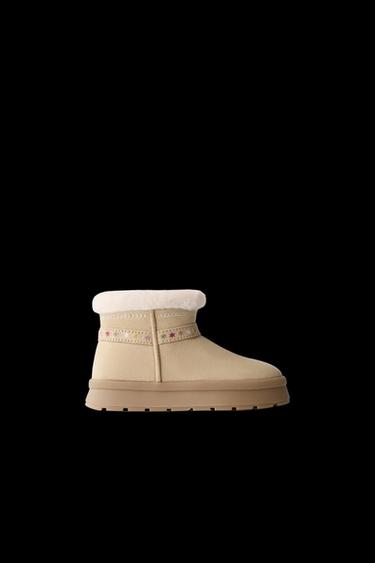 Zara EMBROIDERED BOOTS - Brown - Image 0