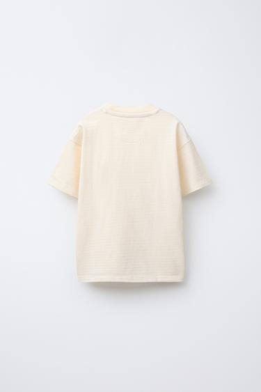 EMBROIDERED TEXT STRUCTURE T-SHIRT - Ecru by Zara