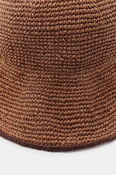 CONTRAST EDGE WOVEN BUCKET HAT - Russet by Zara - Image 2