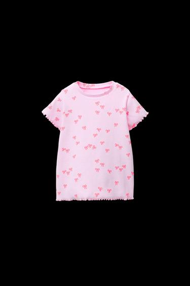GERIPPTES T-SHIRT MIT PRINT - Rosa von Zara - Bild 0