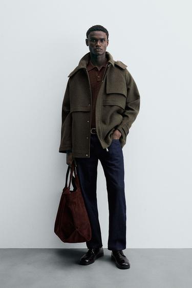 WOOL-BLEND REGULAR FIT PARKA - Khaki by Zara - Image 0
