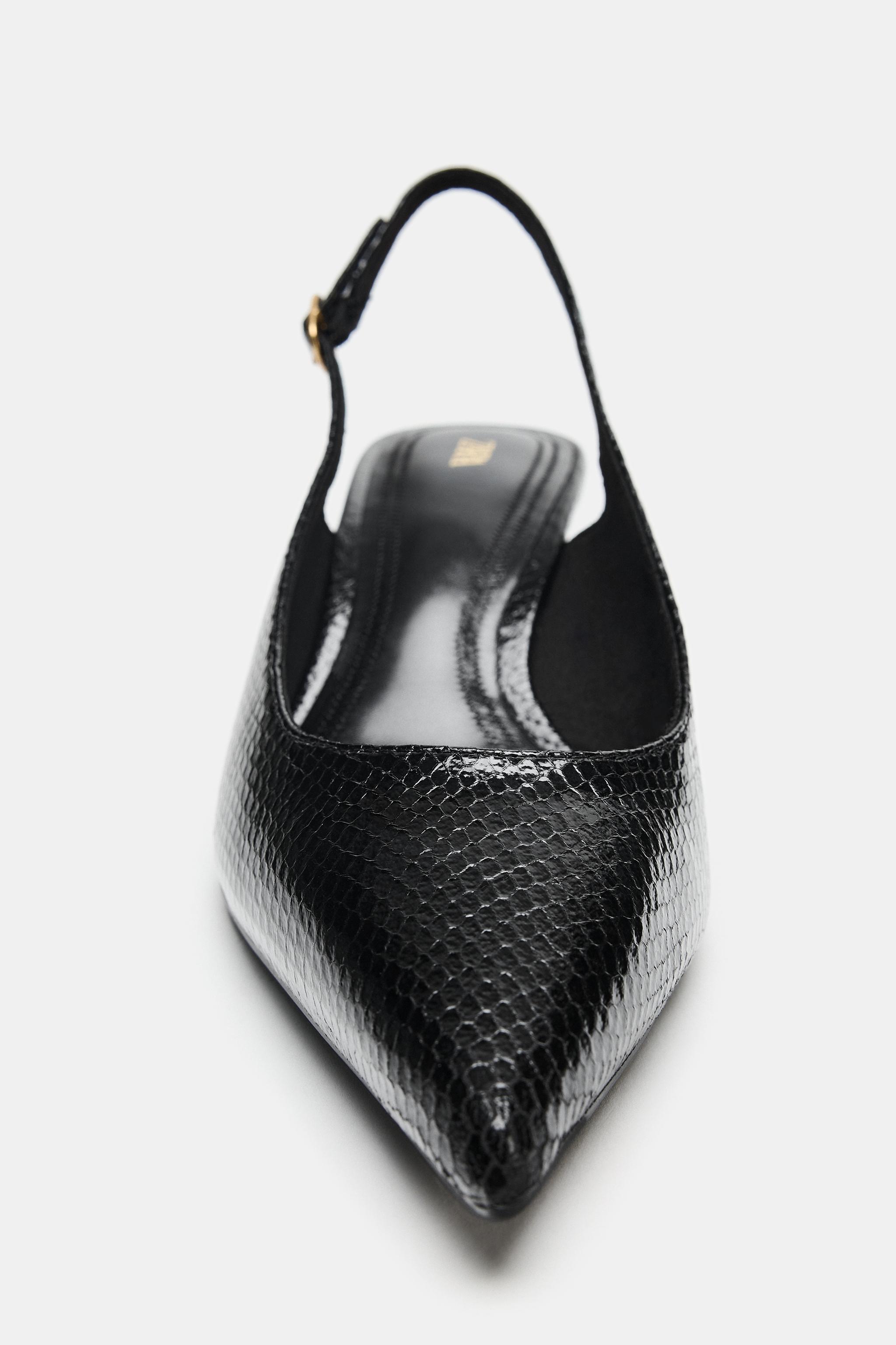 Женские туфли Zara TEXTURED SLINGBACK HEELS — фото 5