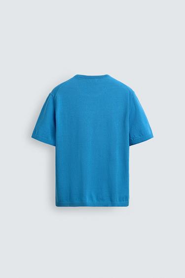 COTTON BLEND KNIT T-SHIRT - Blue by Zara - Image 7