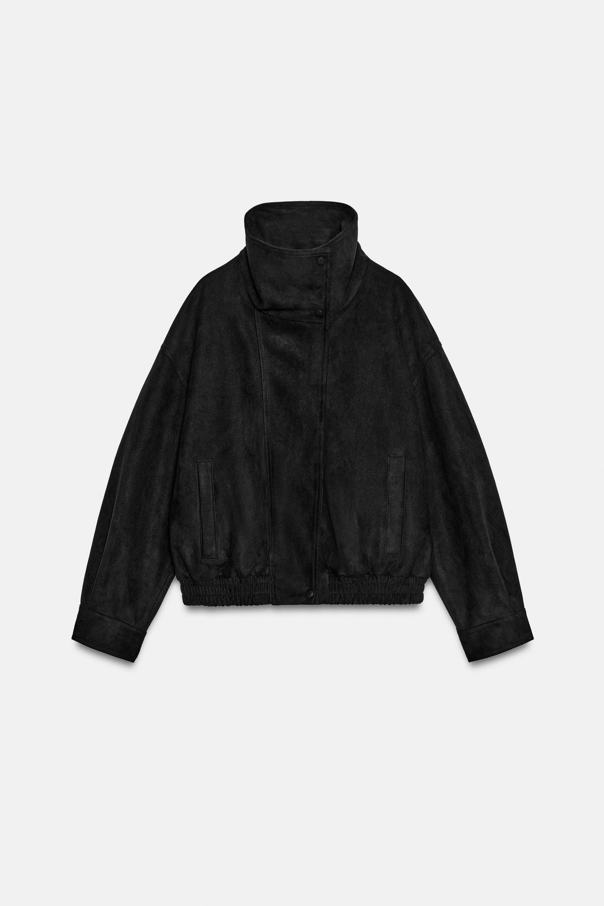 Zara Suni Süet Bomber Ceket görsel 4