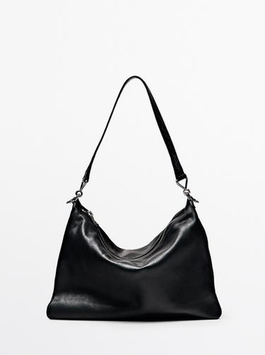 Zara Large nappa leather bag with compartments - Black - Image 0