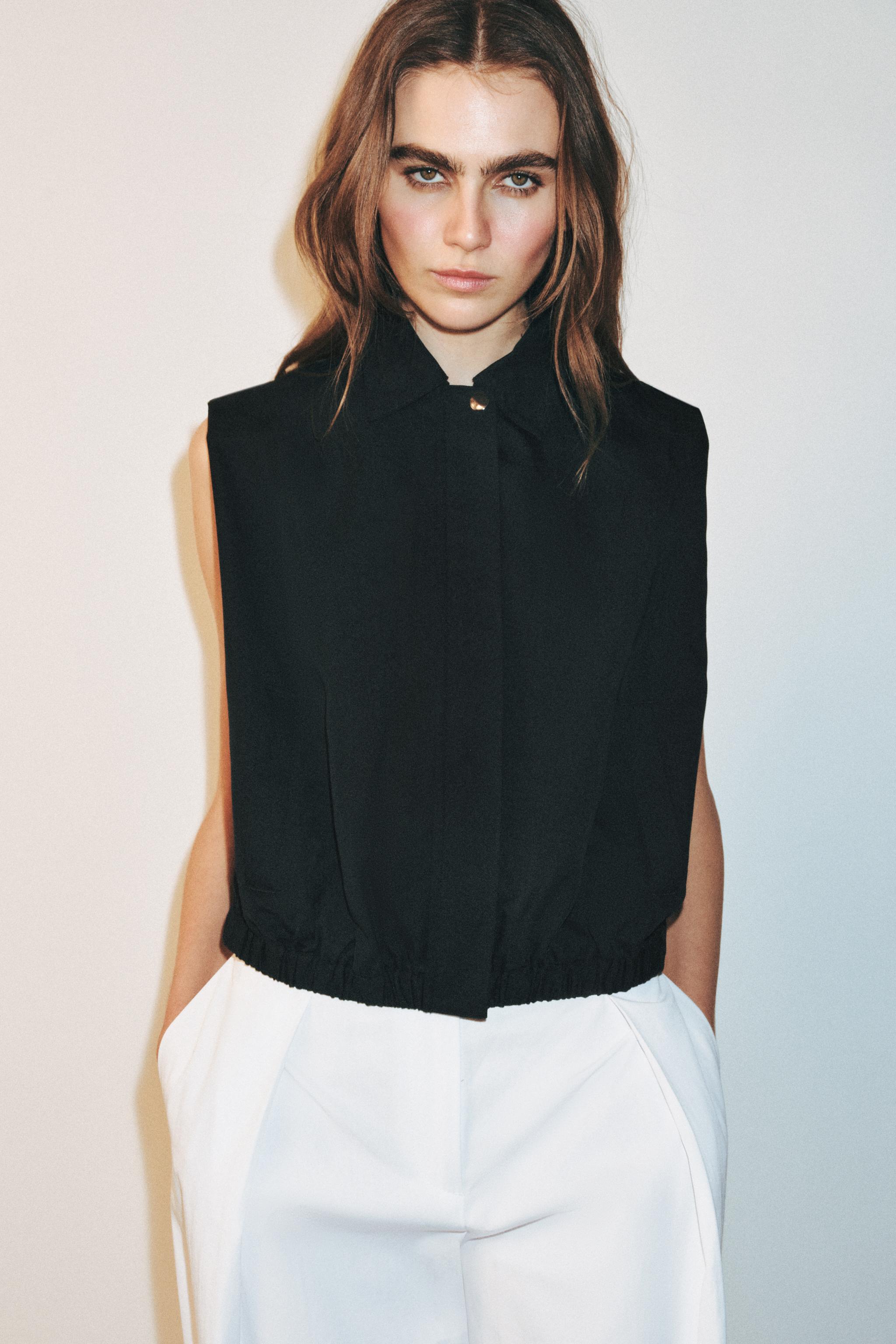 POPLIN PLEATED PANTS