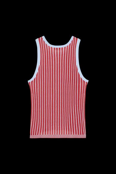 Zara LIMITED EDITION STRIPED JACQUARD KNIT TANK - Red Stripe