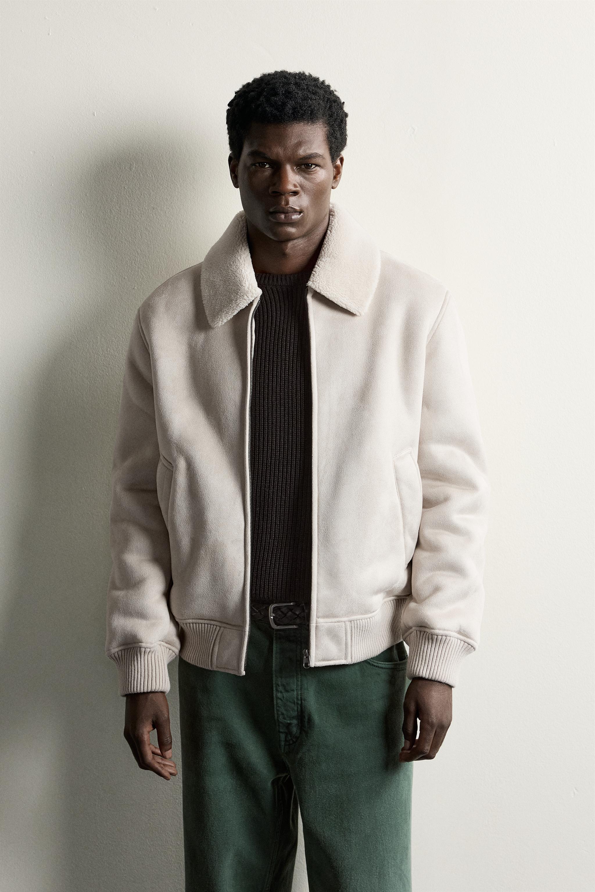 BLOUSON EN MATIÈRE SYNTHÉTIQUE BIMATIÈRE EFFET MOUTON