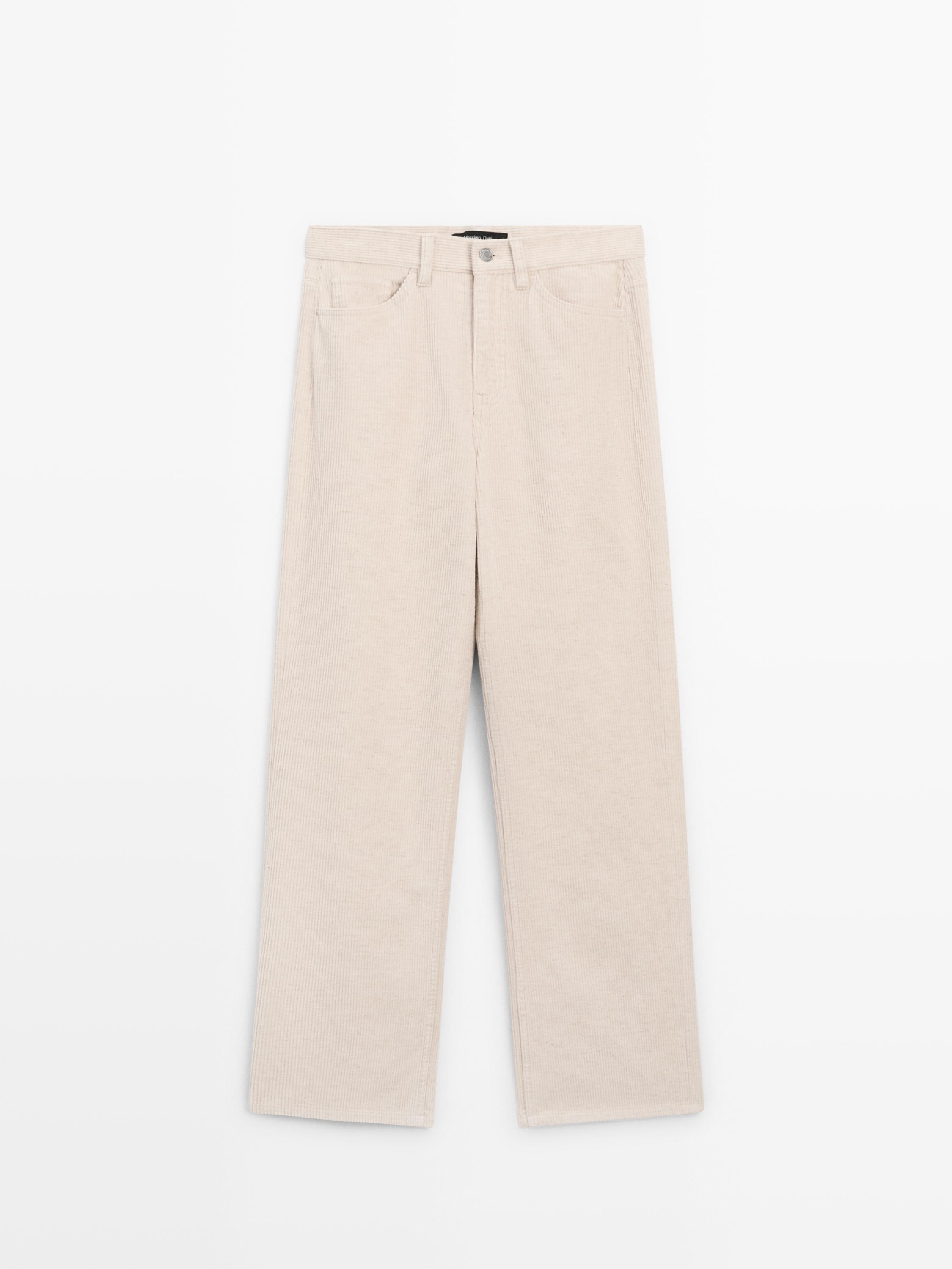 High-waist straight-leg corduroy trousers