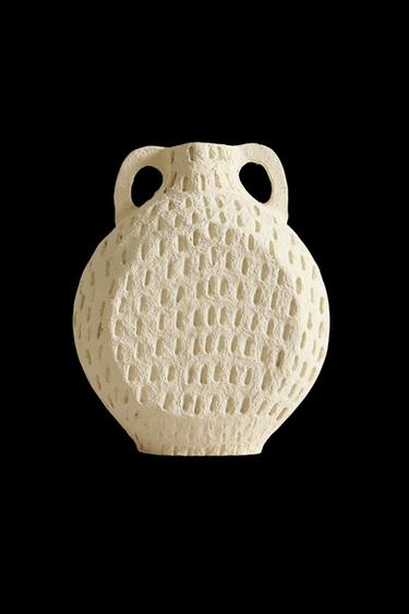 Zara PAPIER-MÂCHÉ VASE - Ecru - Image 0