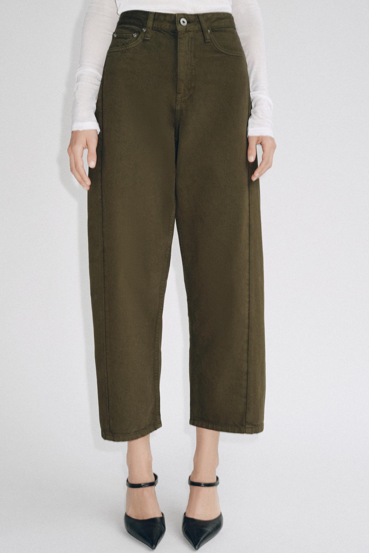 ZW COLLECTION MID-RISE ANKLE RELAXED JEANS — Khaki