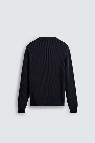 RIBBED TEXTURE SWEATER - Navy blue by Zara - Image 6