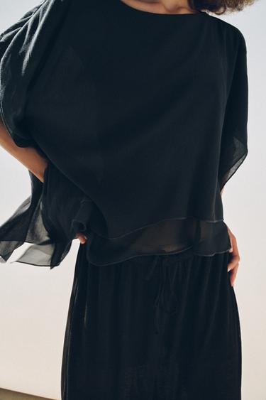 TEXTURED ASYMMETRIC CAPE - Blue by Zara - Image 3