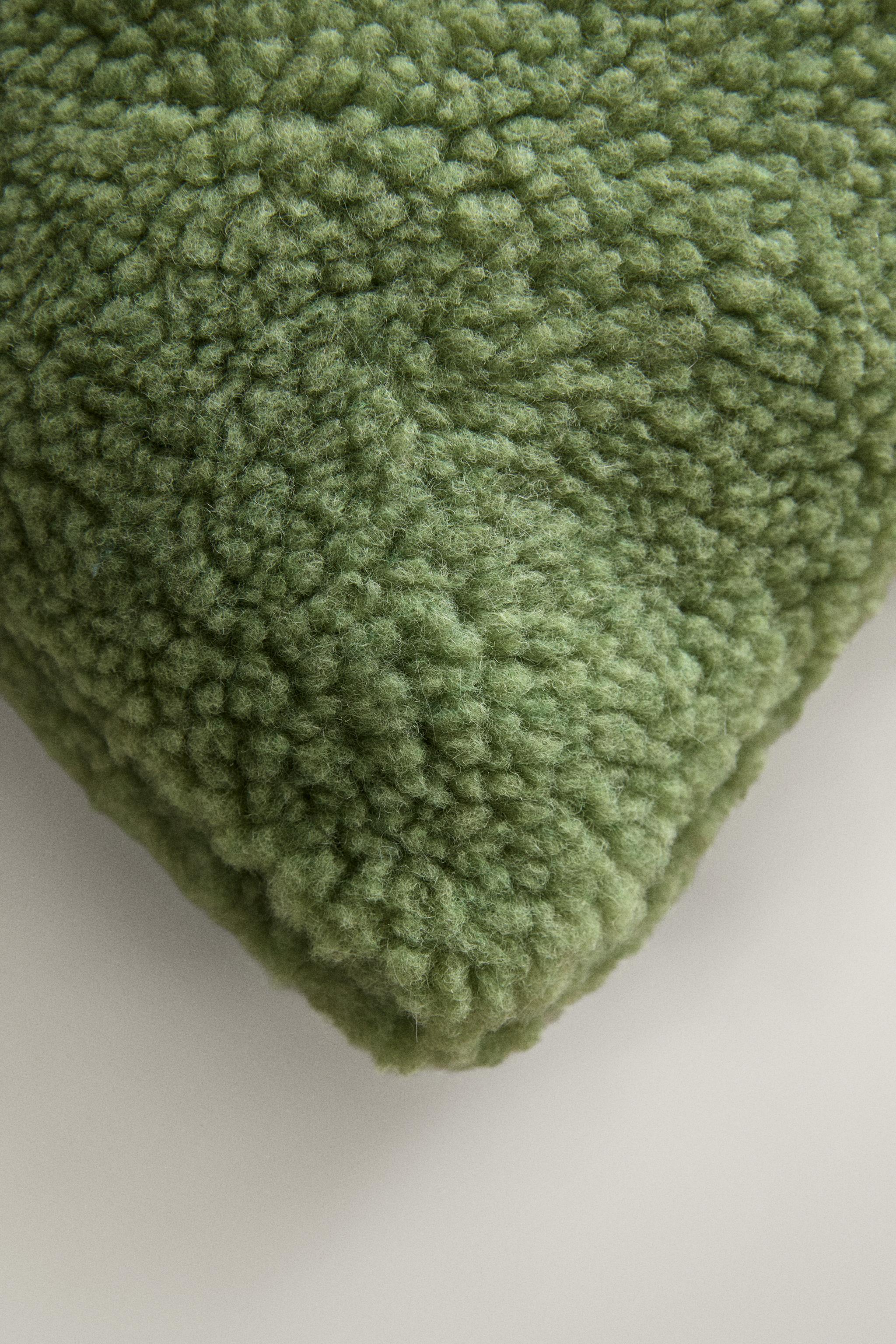 CHILDREN'S FAUX SHEARLING CUSHION WITH K — Light green