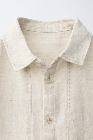 100% LINEN OVERSHIRT - Light beige by Zara - Image 2