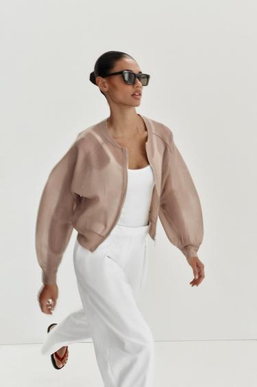 BOMBER EN MAILLE - Beige rosé de Zara - Image 6